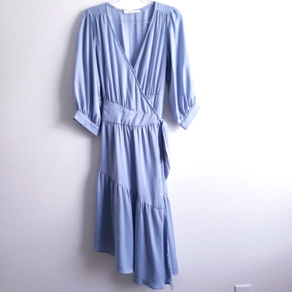 Mustard Seed Blue Midi Wrap Dress
